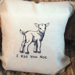 Custom embroidered goat kid pillow cover 18 x 18